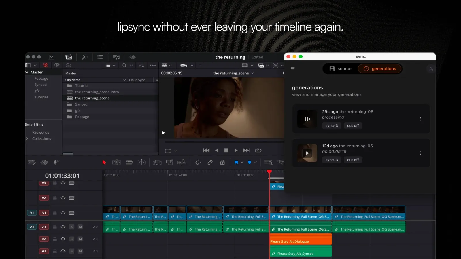 Sync Labs x DaVinci Resolve
